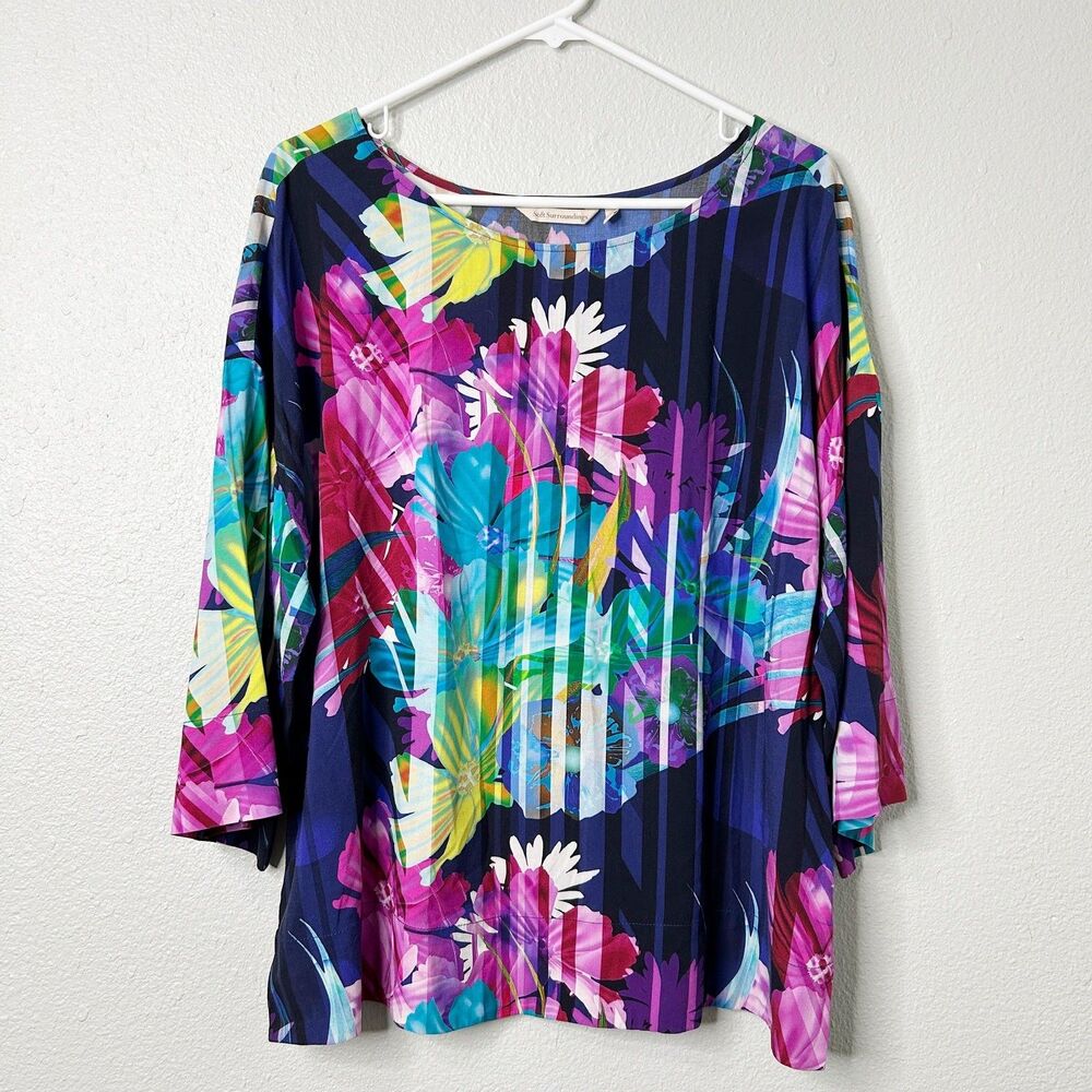 Soft Surroundings Womens Top Mignon Floral Bateau Medium